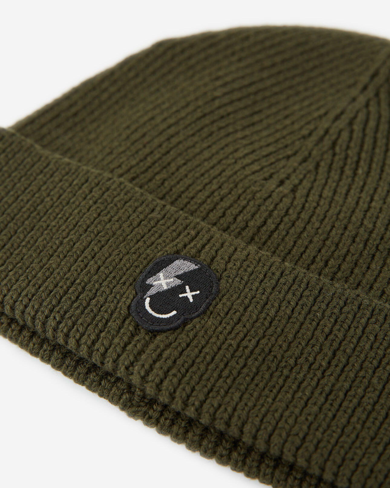 The Kooples MEN KAKI khaki beanie in wool with skull badge