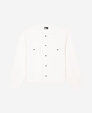 The Kooples FEMME LIGHT BEIGE cardigan en laine merinos et coton &eacute;cru