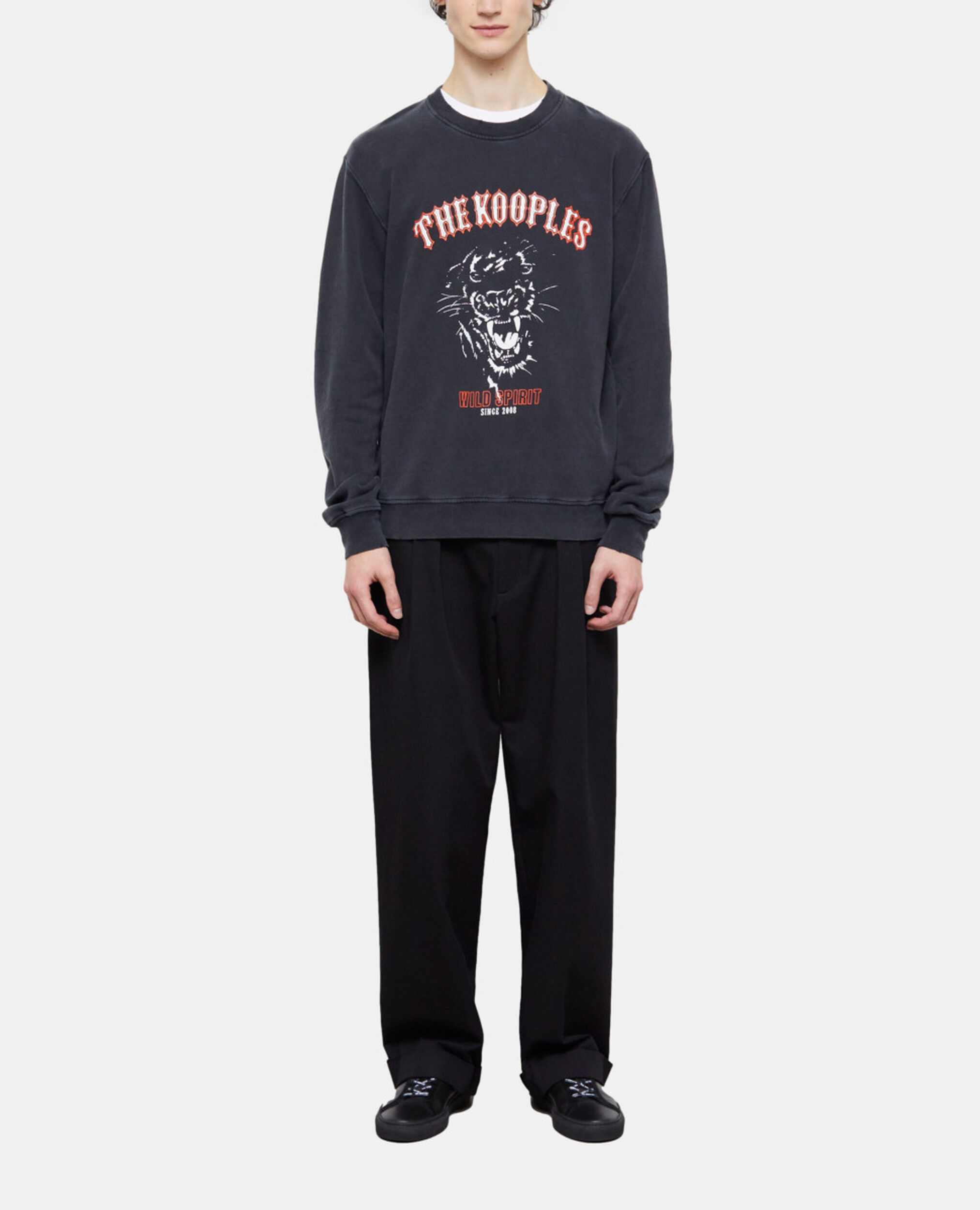Sweatshirt sérigraphié noir, BLACK WASHED, hi-res image number null