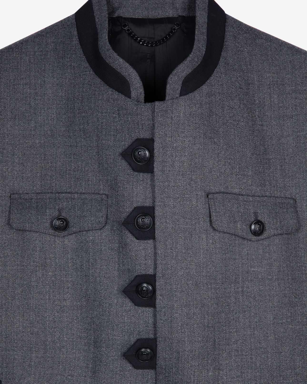 The Kooples H DARK GREY officer-style jacket in grey wool