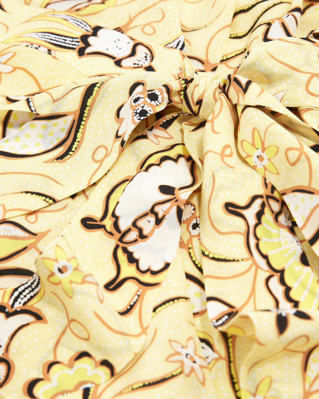 The Kooples FEMME YELLOW robe portefeuille jaune longue motif fleuri