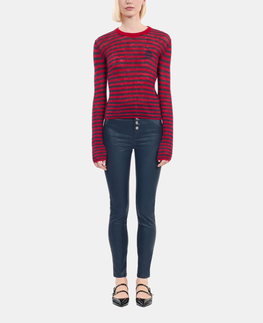 The Kooples F NAVY navy blue leather-effect skinny jeans 