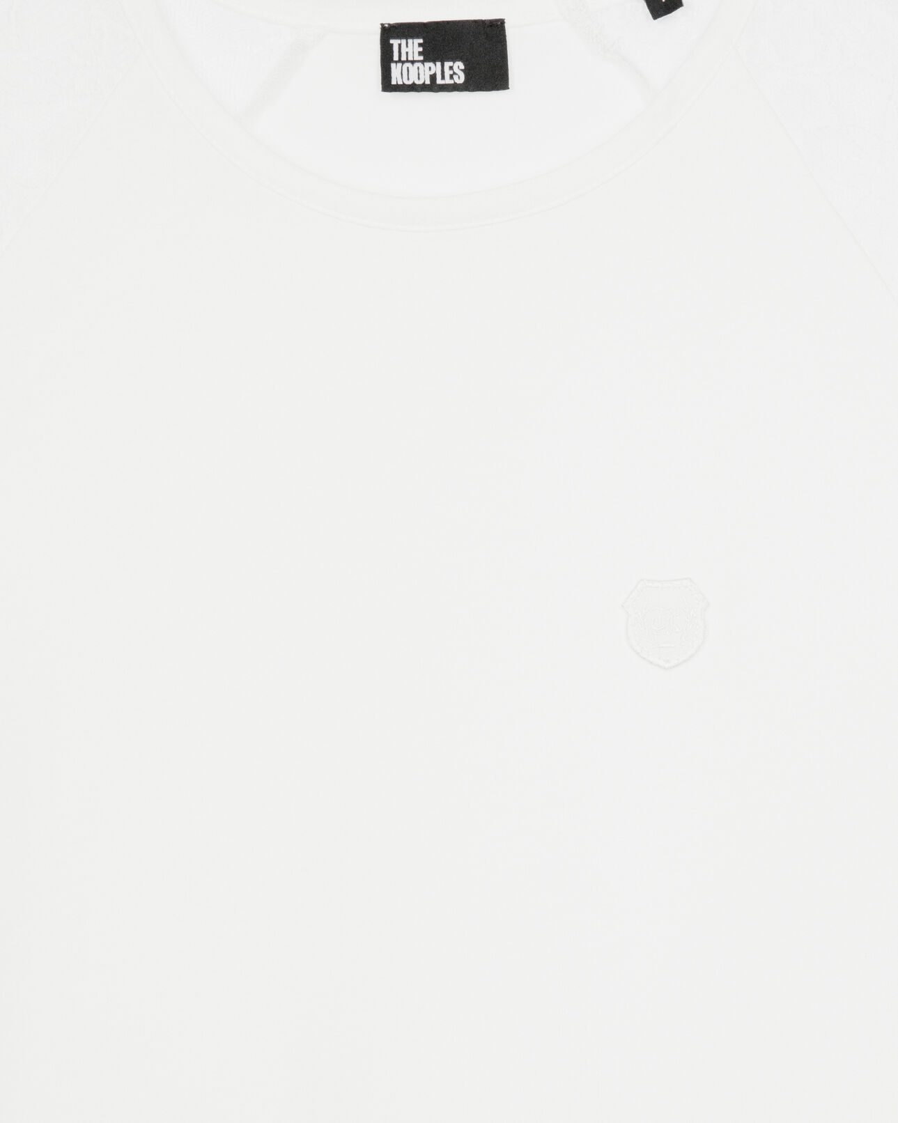 The Kooples FEMME ECRU t-shirt manches en dentelle blanc