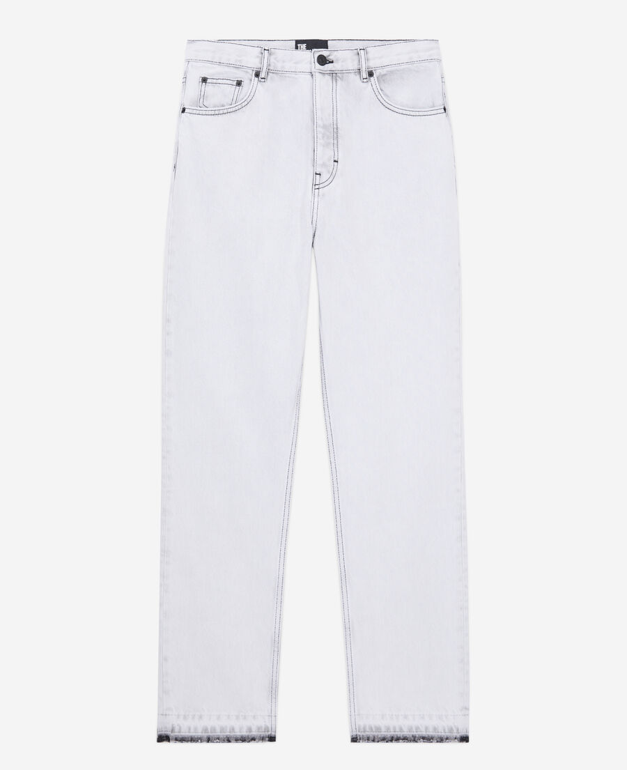 weiße verwaschene jeans mit geradem bein