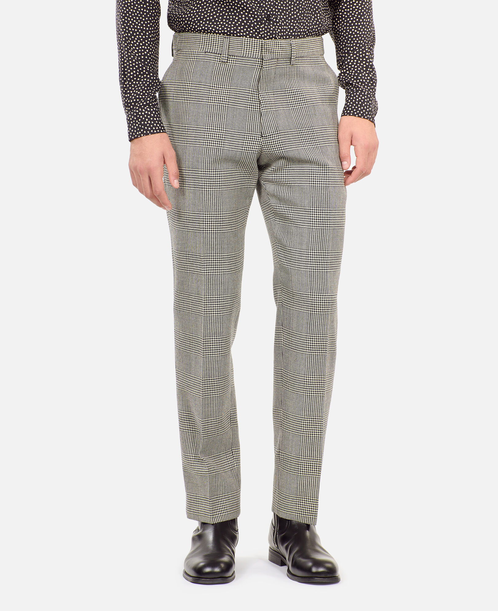 The Kooples MEN BLACK WHITE black and white houndstooth wool suit trousers