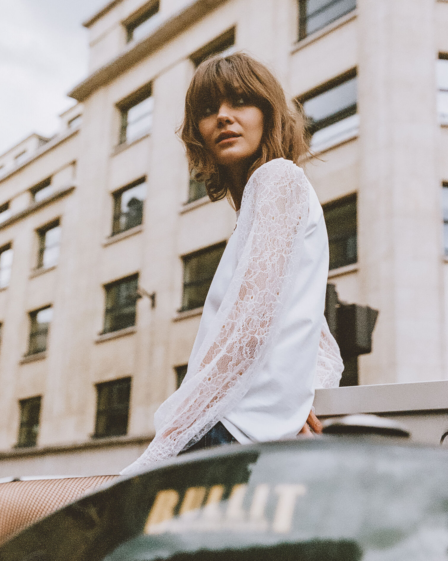 White lace t-shirt with long sleeves, WHITE, hi-res image number null