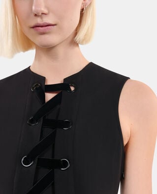 The Kooples FEMME BLACK robe courte avec laçage noire