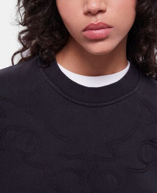 The Kooples FEMME BLACK WASHED sweatshirt noir avec broderie western