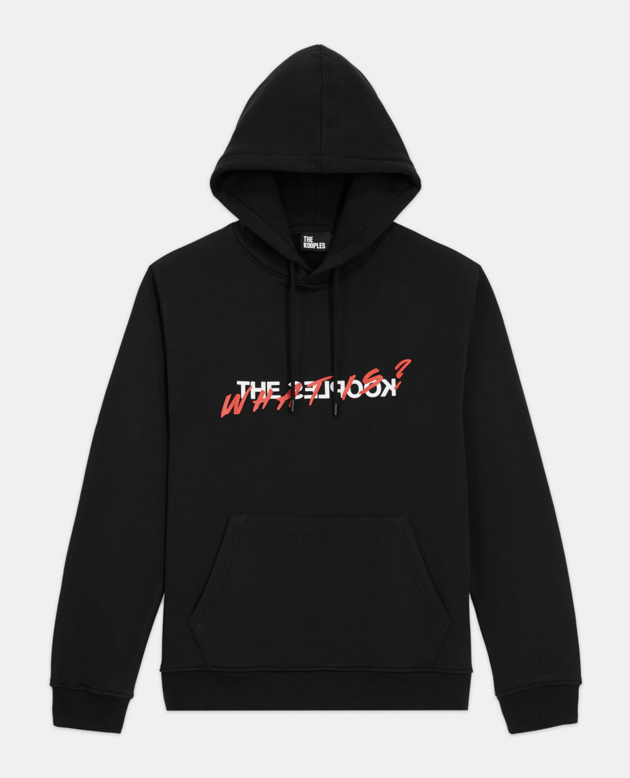 Black sweatshirt with What is screen print, BLACK, hi-res image number null
