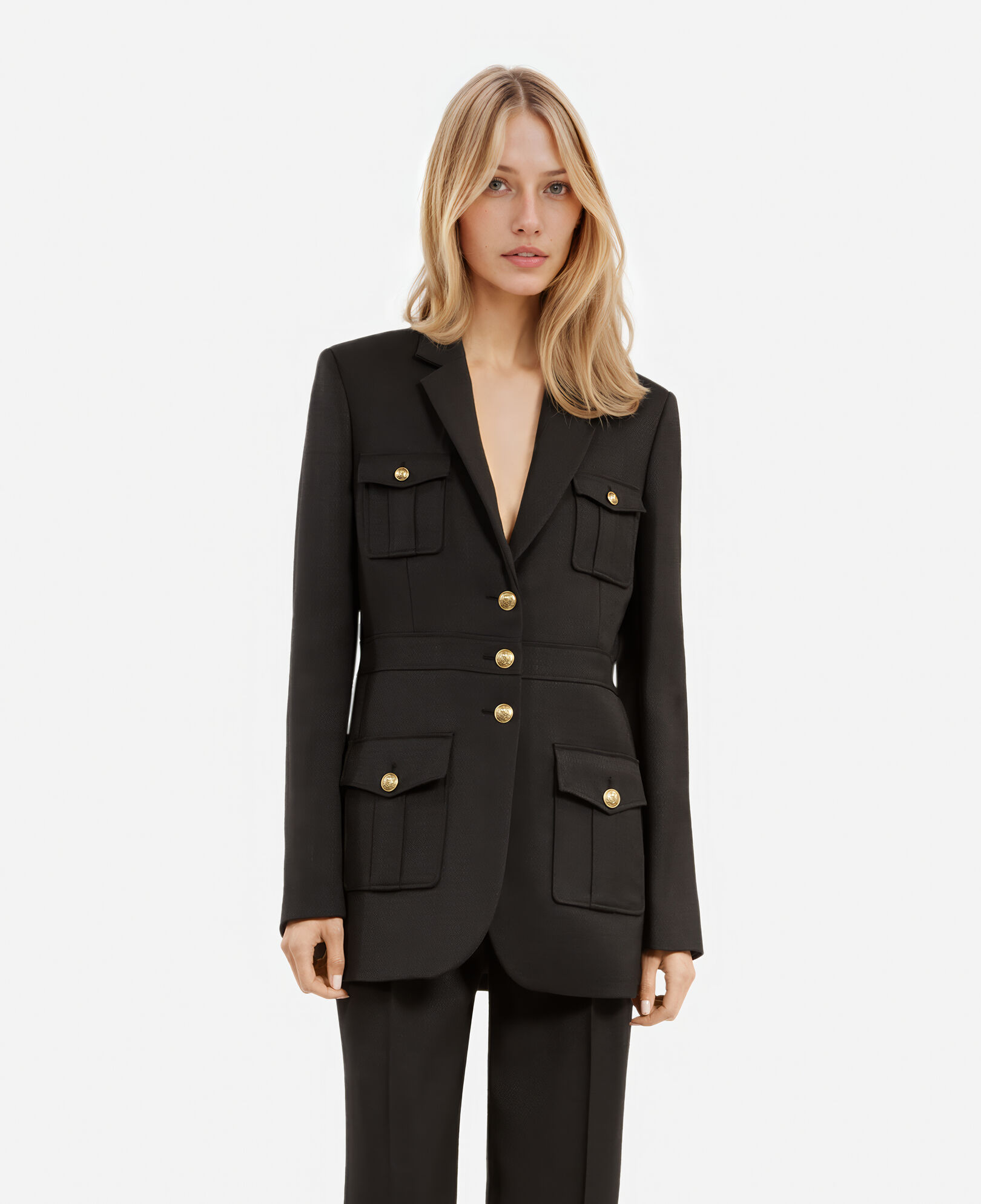 The Kooples FEMME BLACK veste tailleur style saharienne noire