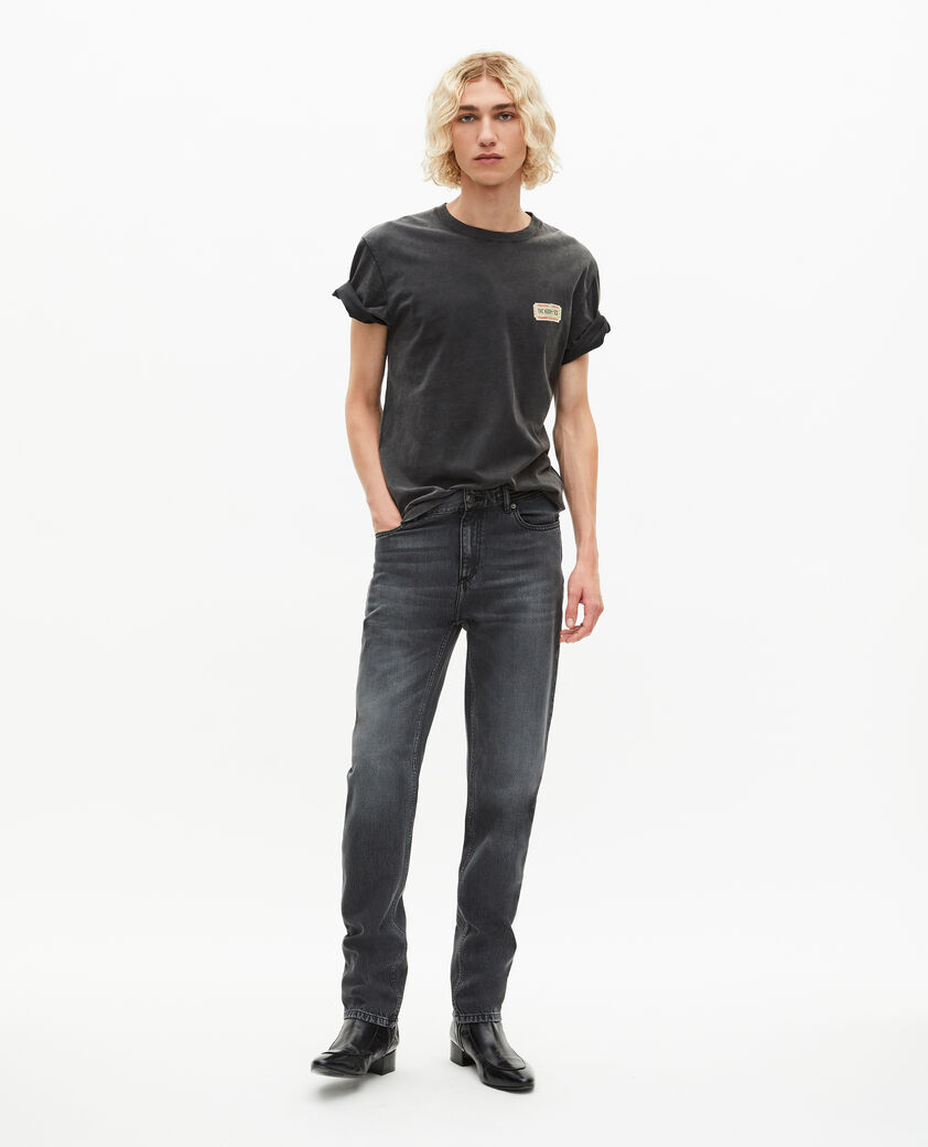 The Kooples HERREN BLACK WASHED t-shirt mit verwaschenem schwarzem siebdruck