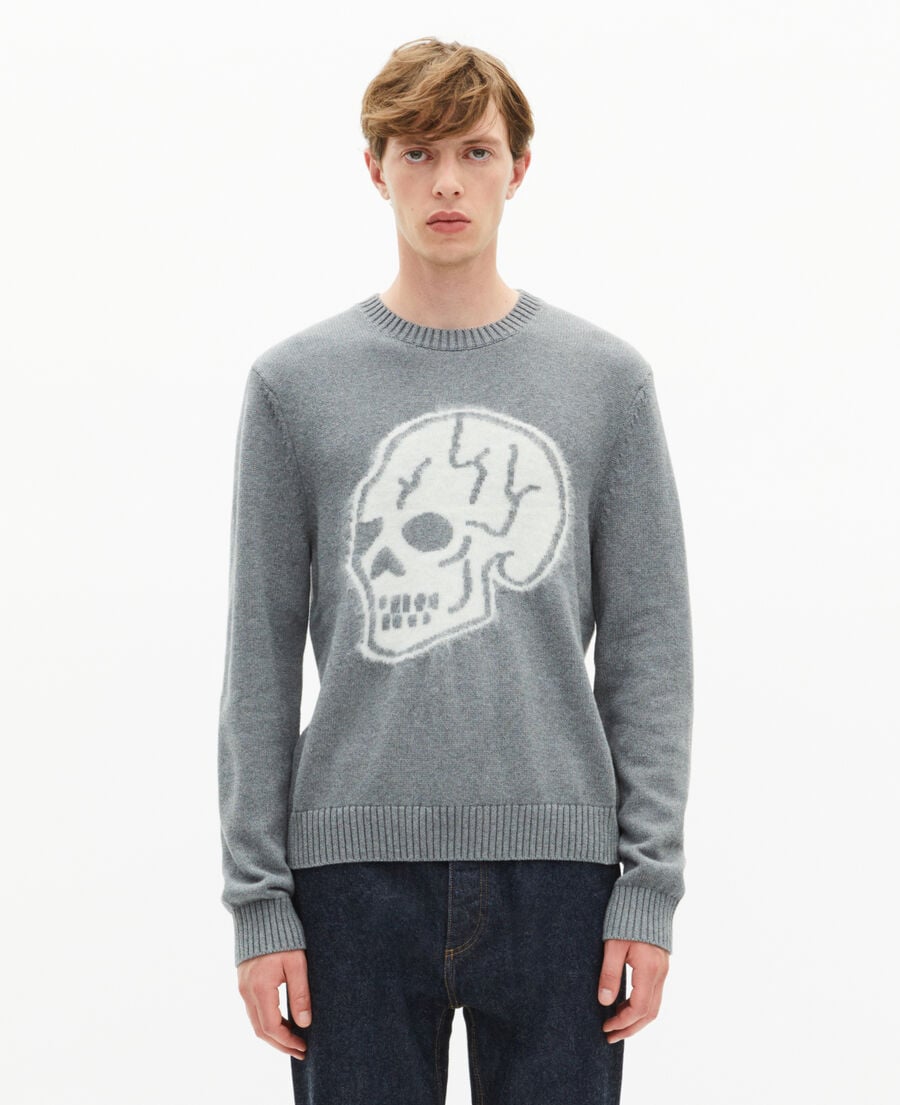 The Kooples HERREN ANTHRACITE MELANGE dunkelgrauer totenkopf-pullover