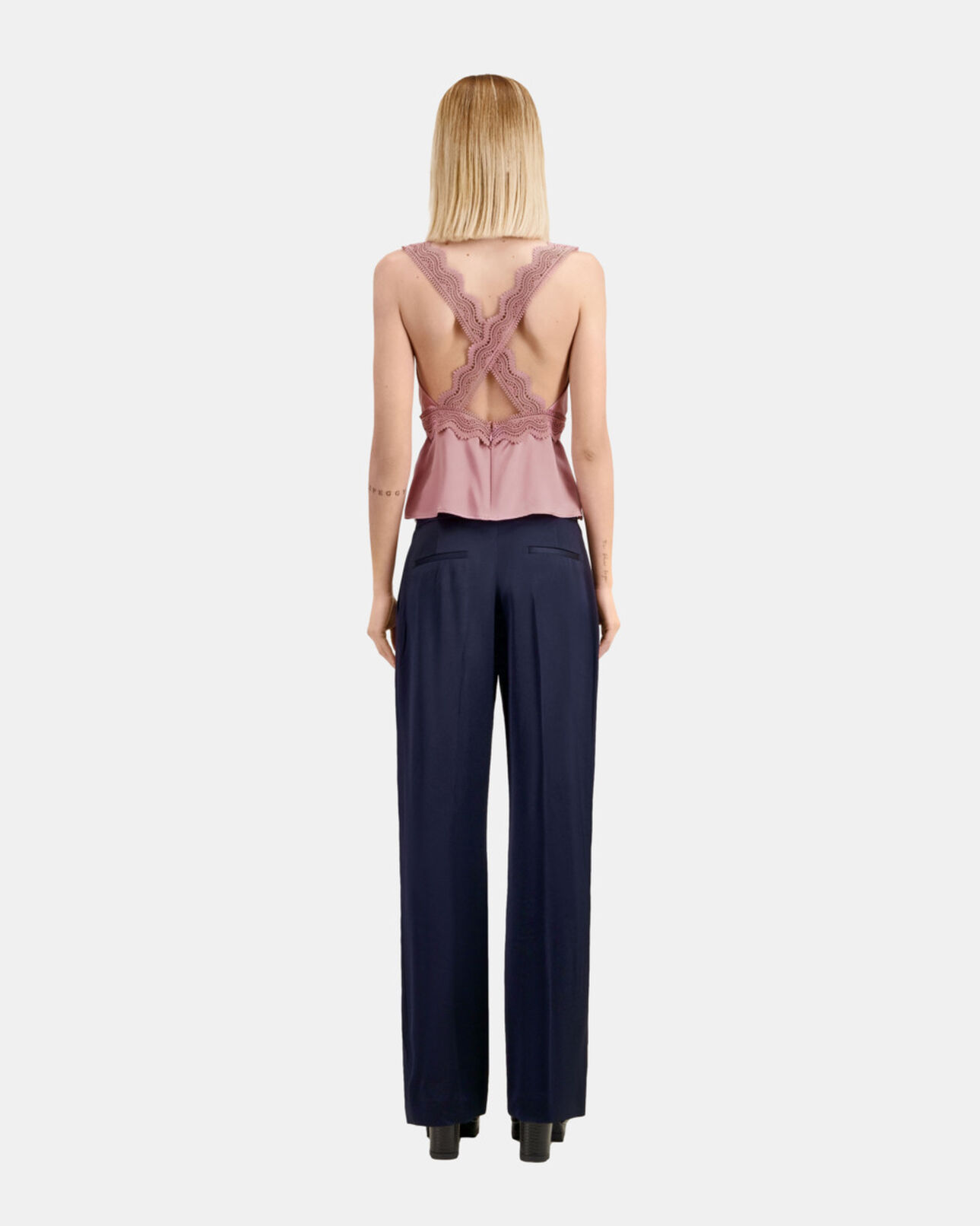 The Kooples DAMEN PINK WOOD lila top mit guipure-details