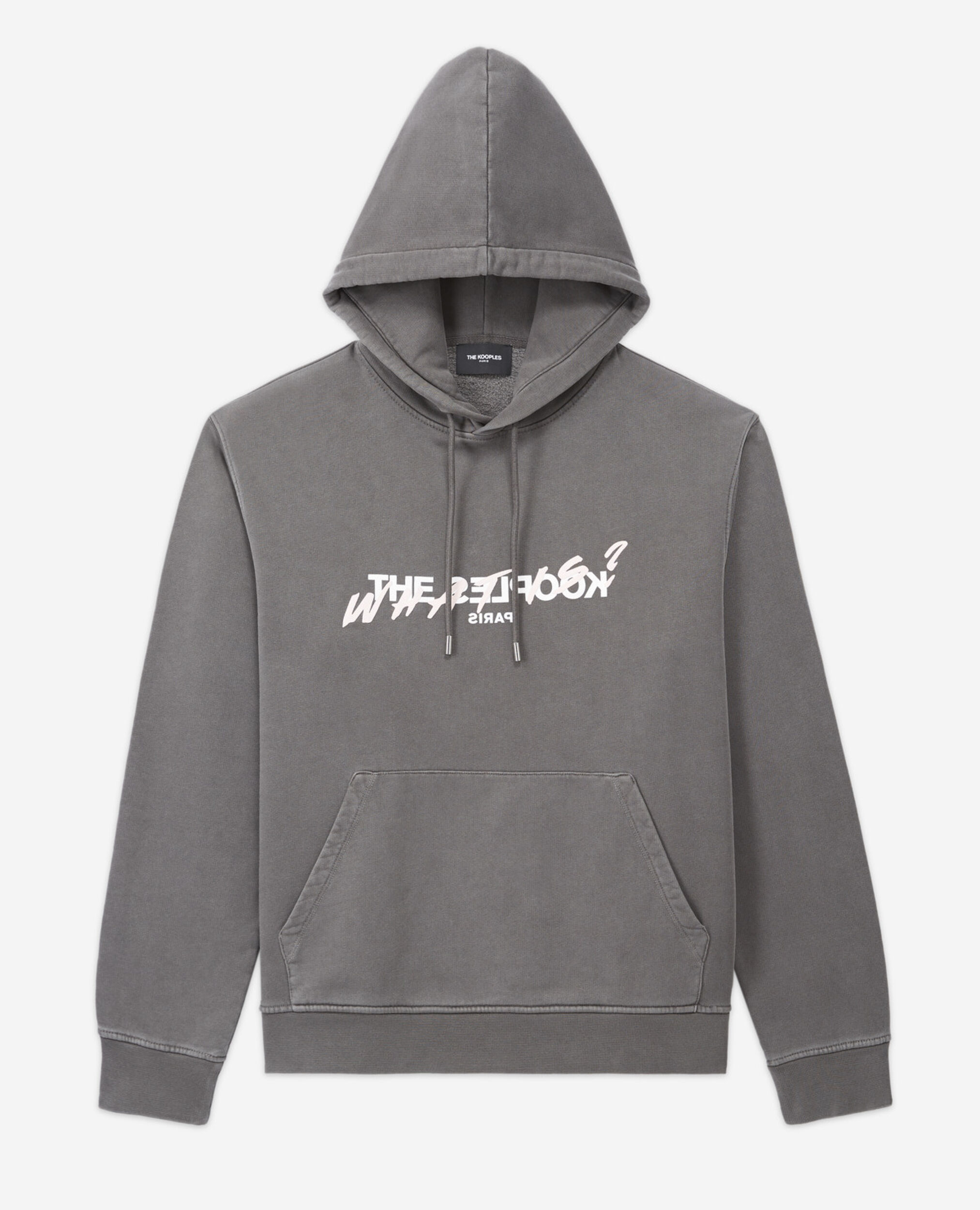 Light gray hoodie with What is print, GREY, hi-res image number null