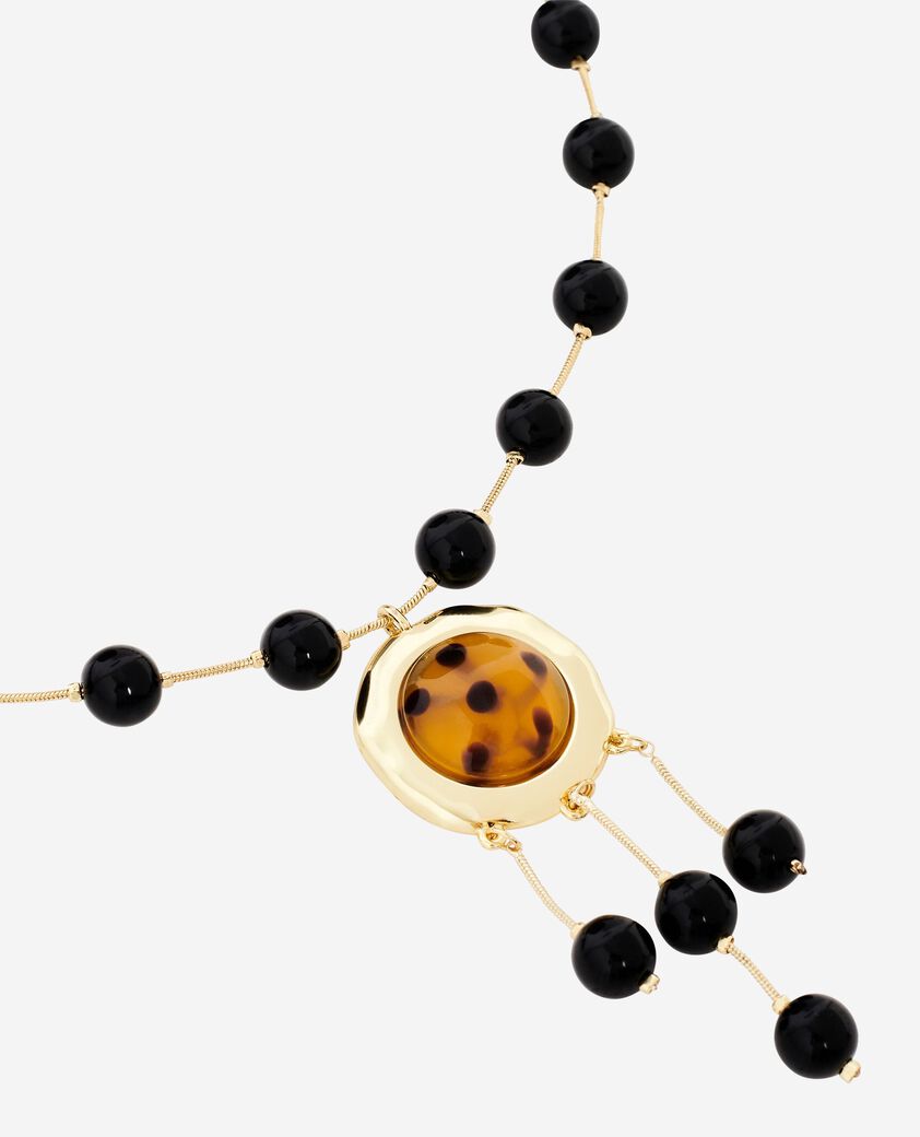 The Kooples FEMME GOLD collier perles et pendentif noir