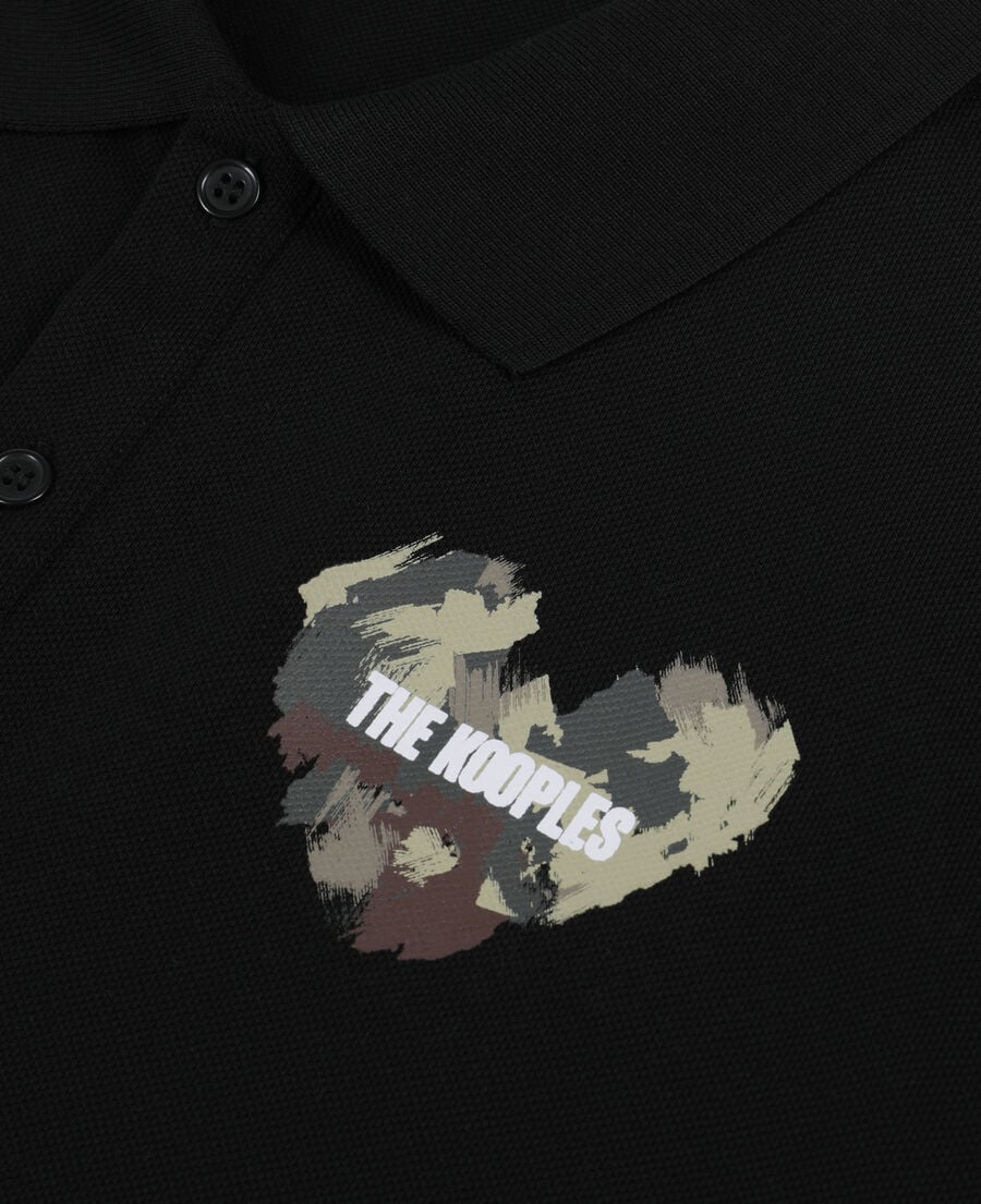 The Kooples MEN BLACK black pique cotton polo t-shirt