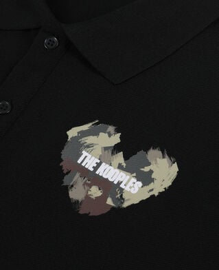 The Kooples MEN BLACK black pique cotton polo t-shirt