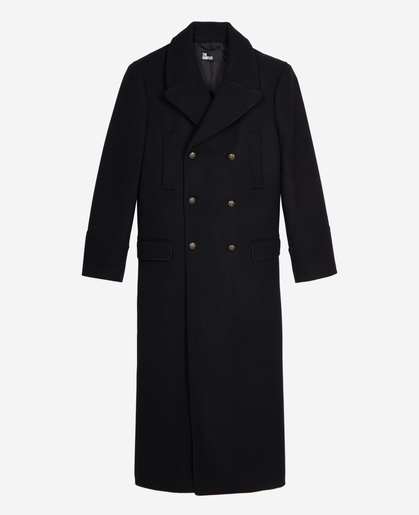 The Kooples HOMME BLACK manteau long en laine mélangée noire