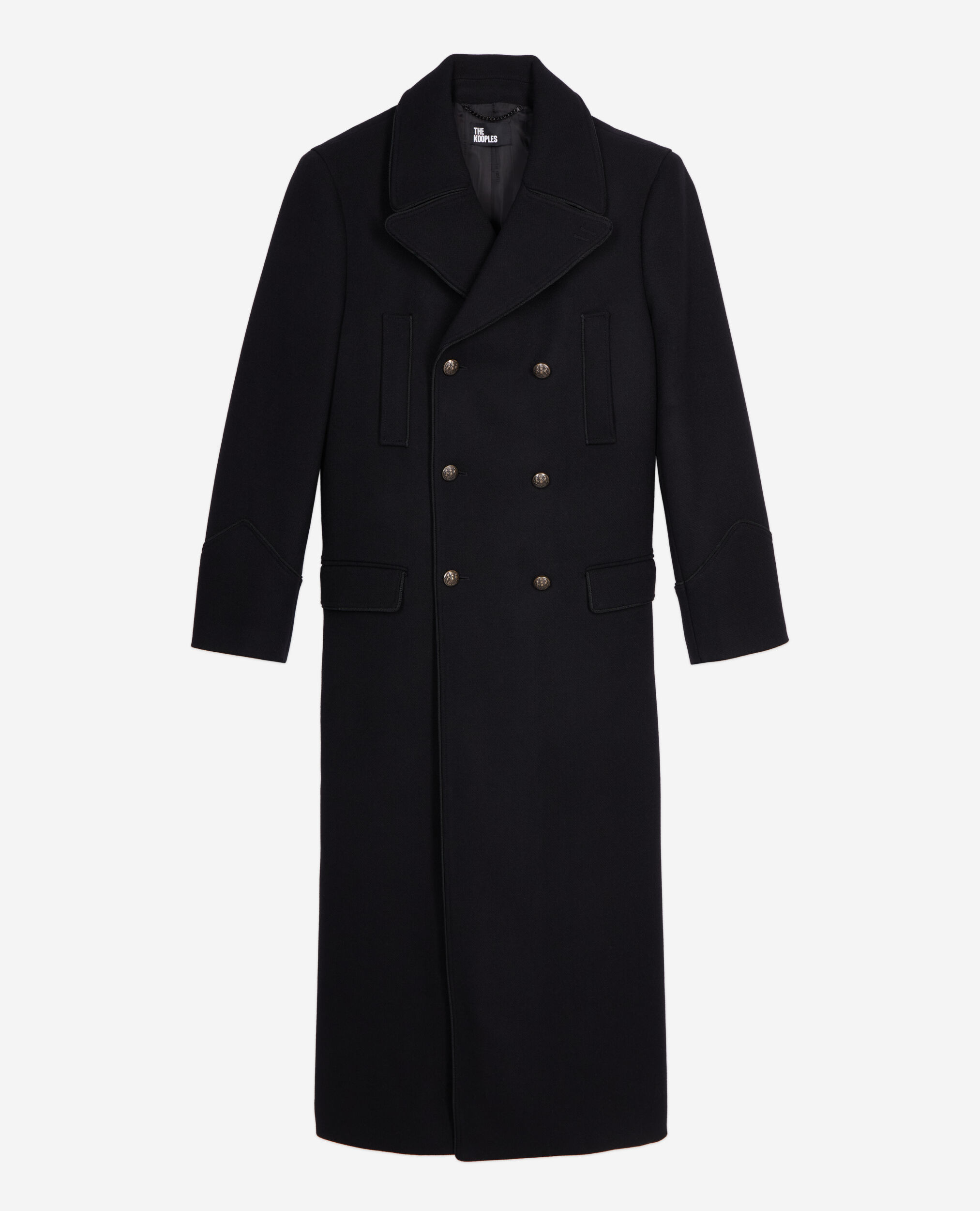 Manteau long en laine mélangée noire, BLACK, hi-res image number null