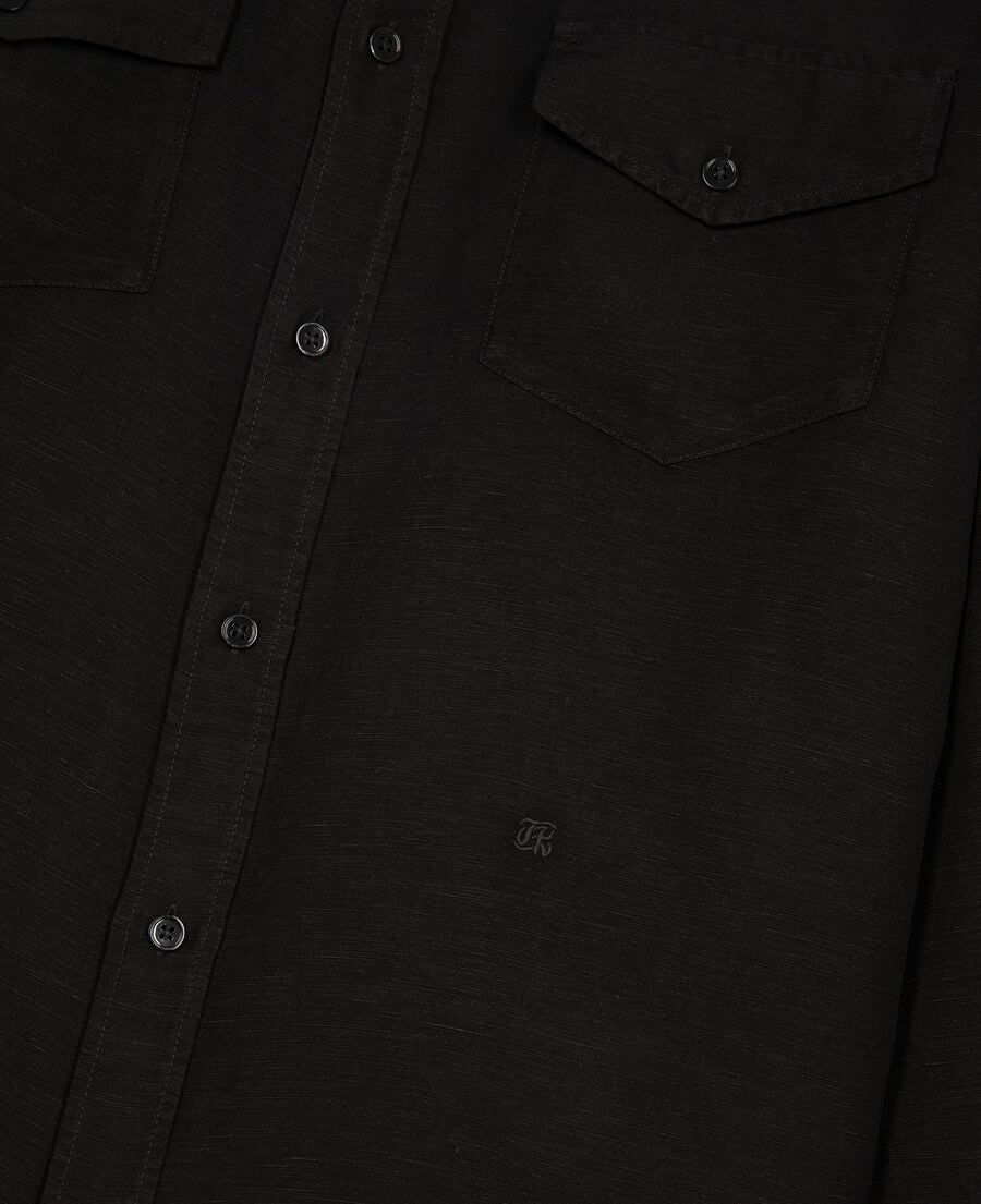 The Kooples MEN BLACK black linen mix shirt