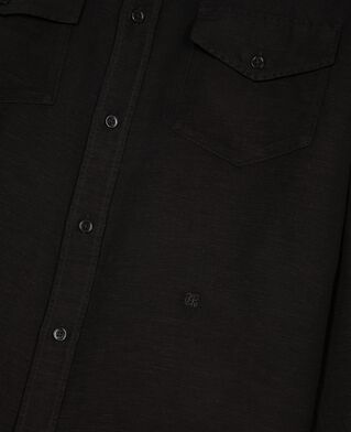 The Kooples HOMME BLACK chemise en mix lin noire