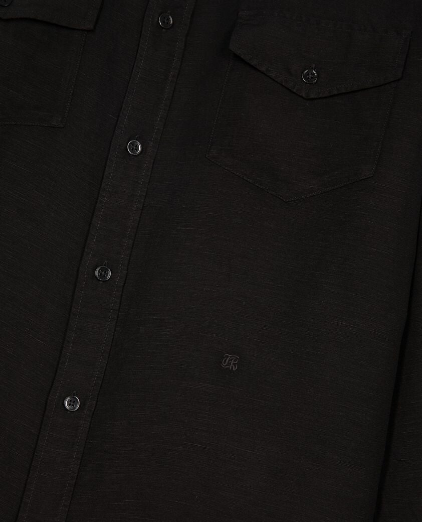 The Kooples HERREN BLACK hemd aus leinenmix schwarz