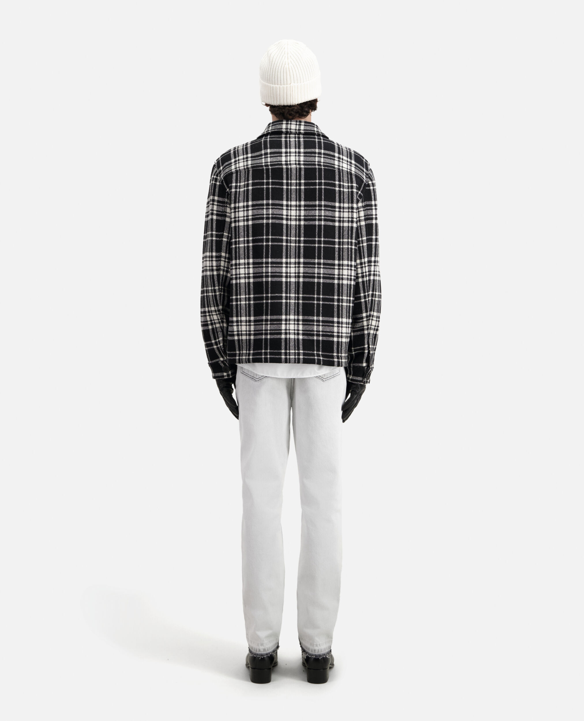 Checkered wool-blend overshirt jacket, BLACK WHITE, hi-res image number null