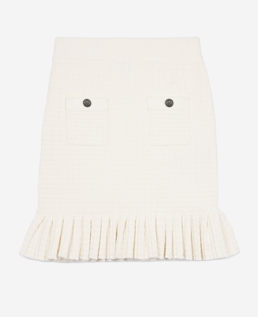 The Kooples DAMEN ECRU kurzer ecrufarbener strickrock