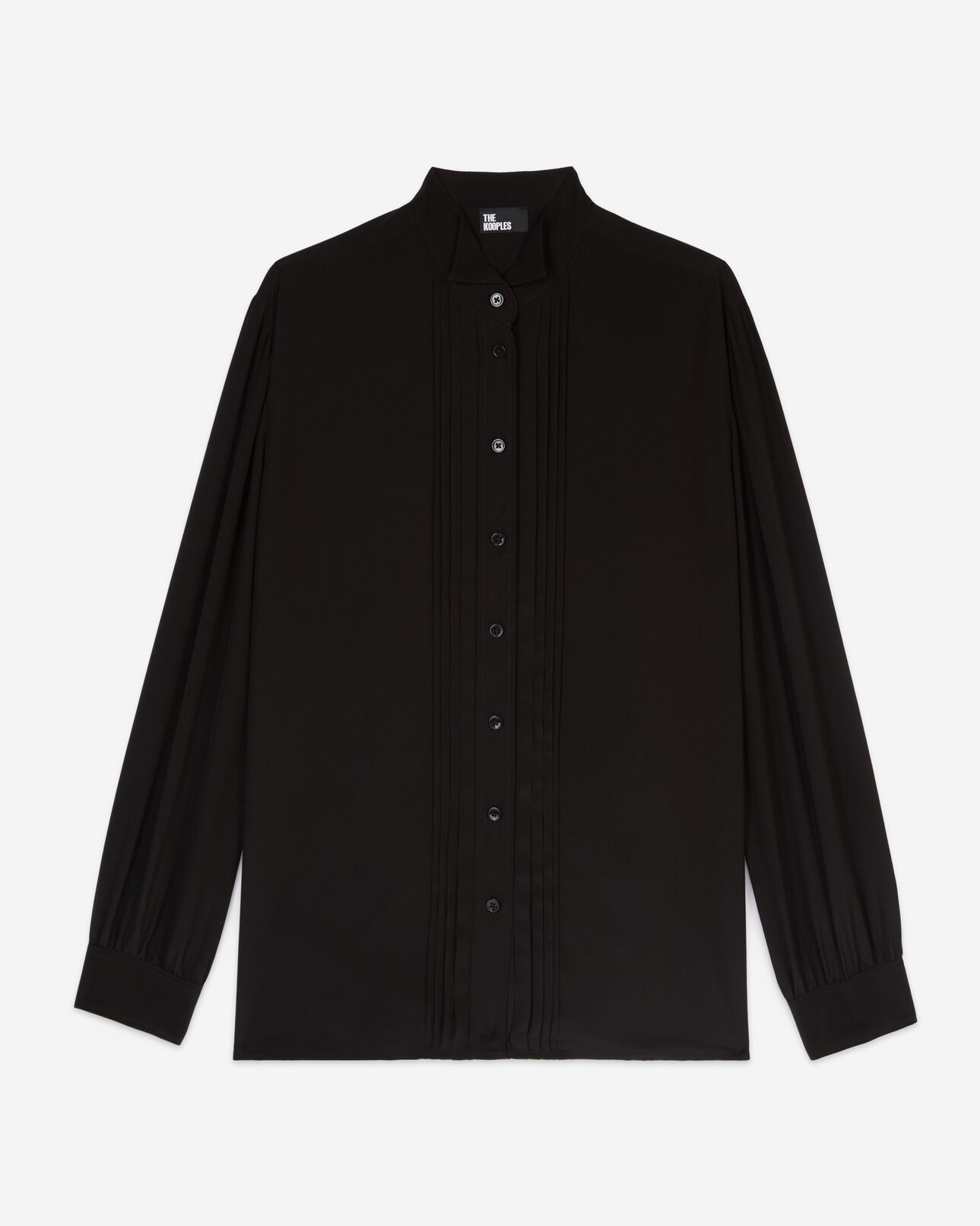 The Kooples WOMEN BLACK black silk shirt with pleating