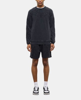 The Kooples MEN BLACK WASHED black sweatshirt with western-style embroidery
