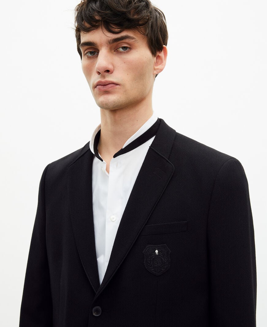 The Kooples H BLACK straight jacket in black pique wool