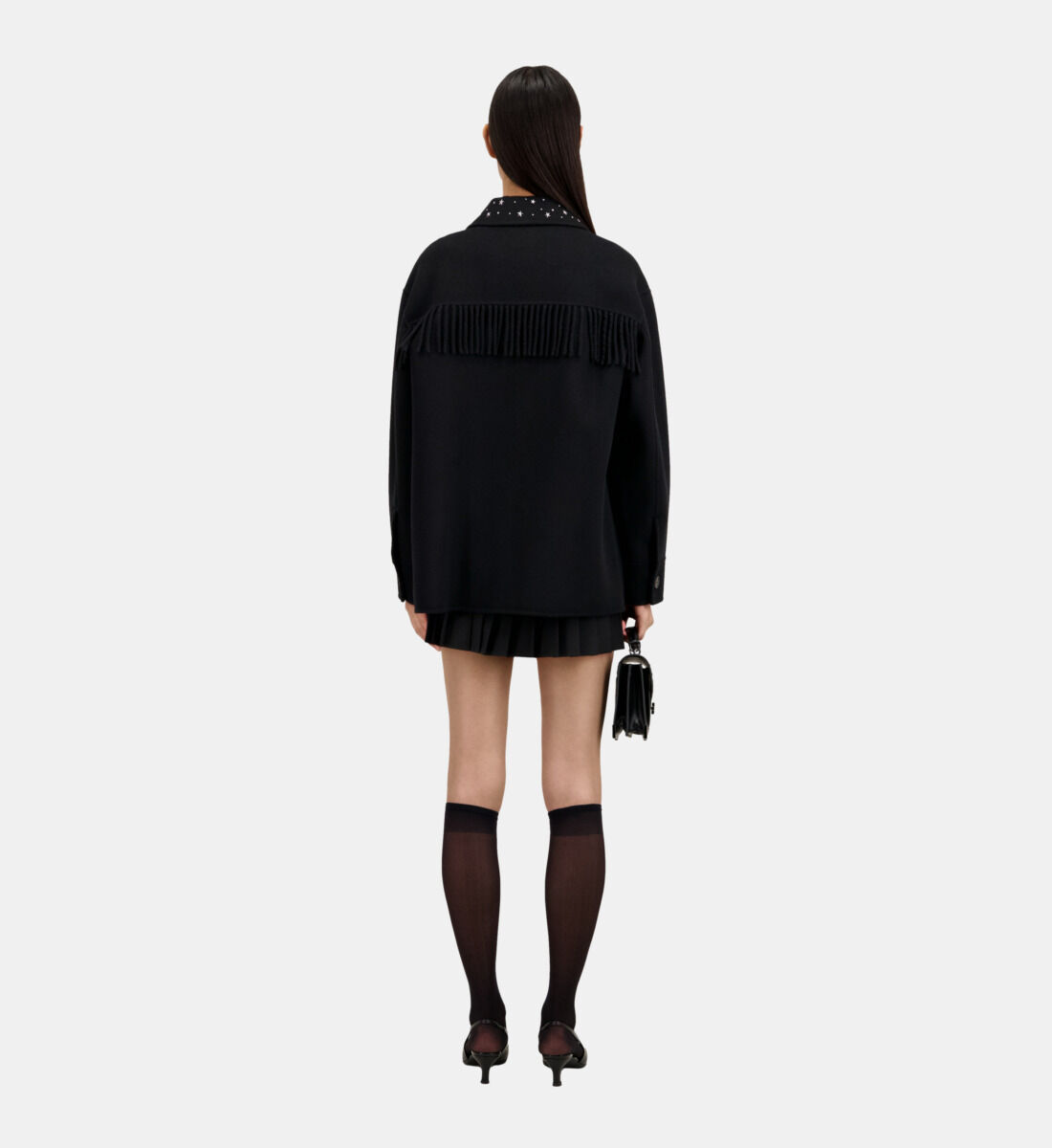 Black overshirt type jacket with stars