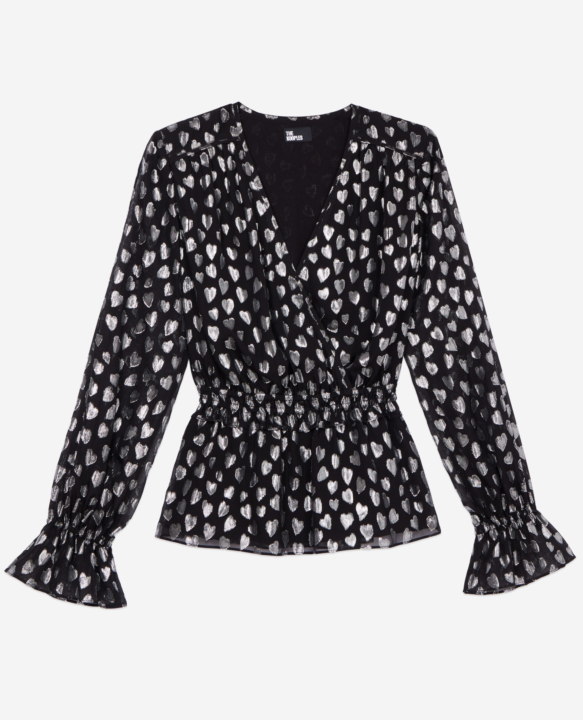Black top with silver hearts, BLACK SILVER, hi-res image number null
