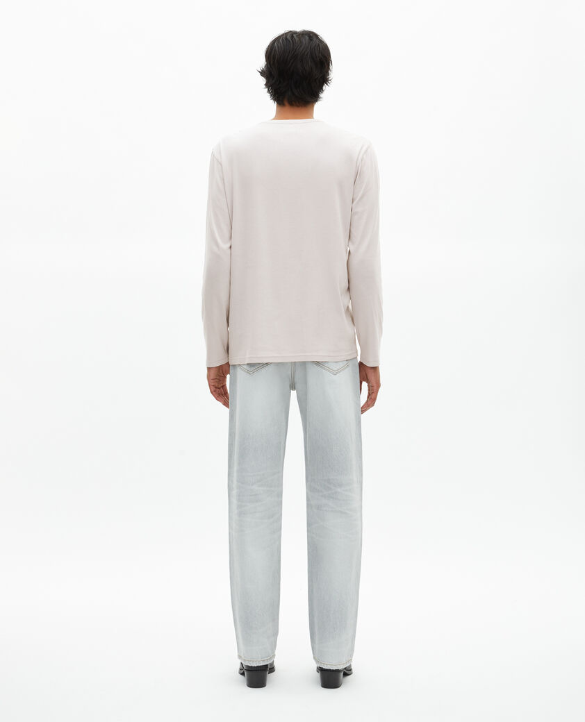 The Kooples MEN LIGHT GREY long-sleeved t-shirt with gray crest