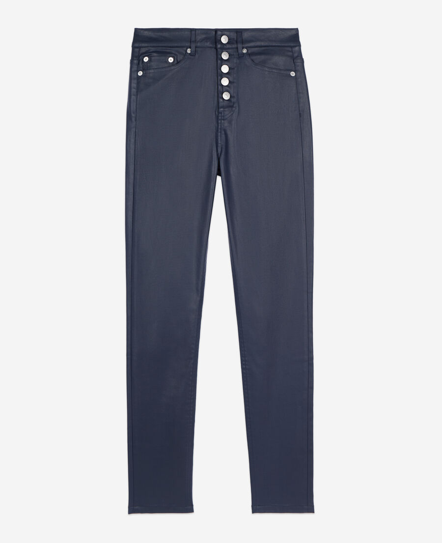 The Kooples F NAVY navy blue leather-effect skinny jeans 