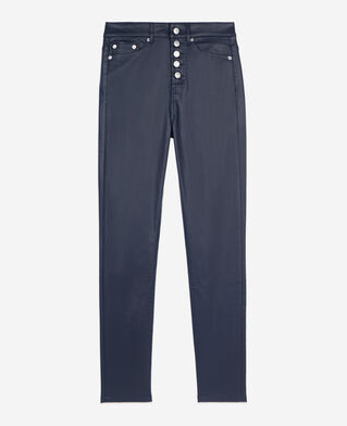 The Kooples F NAVY navy blue leather-effect skinny jeans 