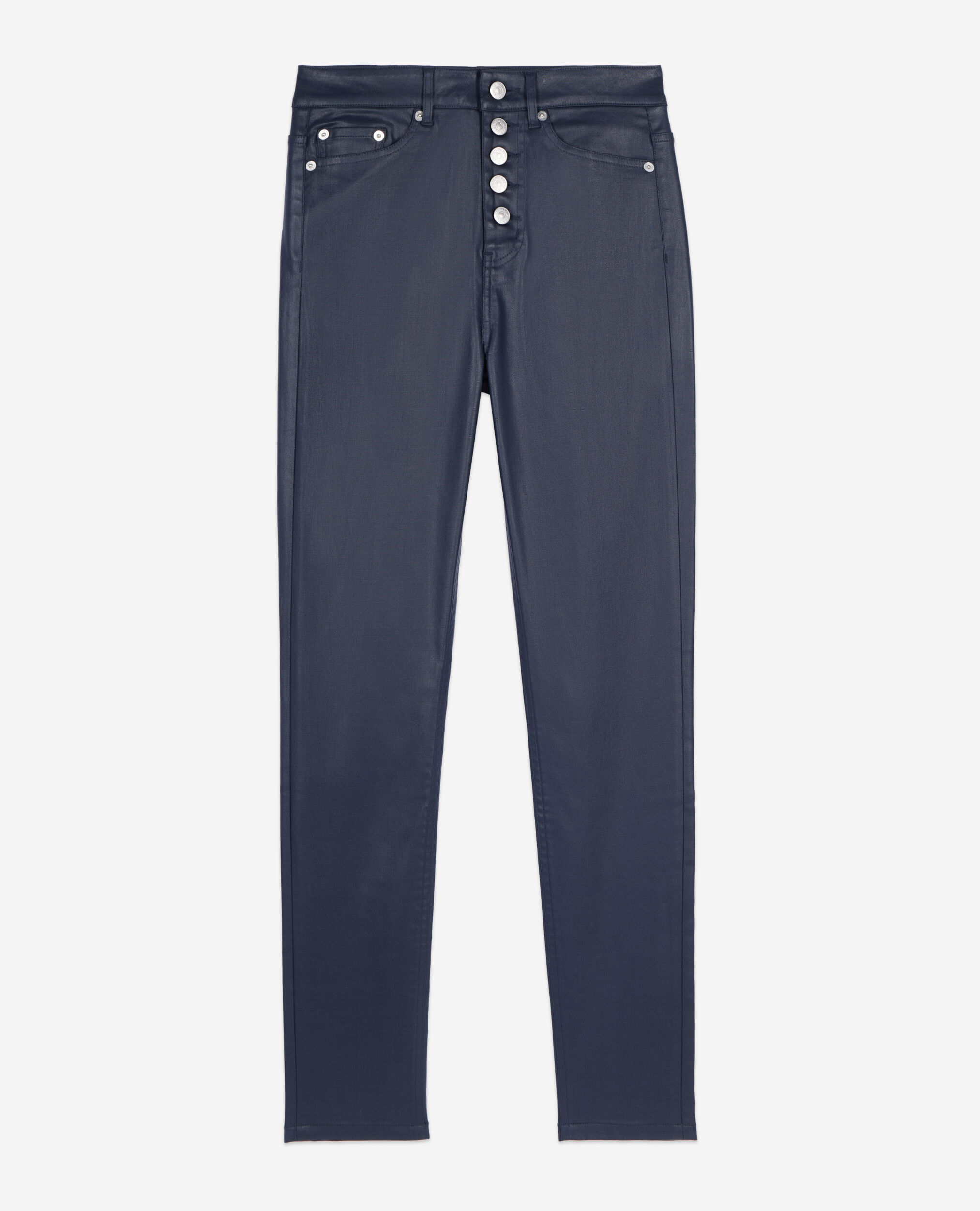Navy blue leather-effect skinny jeans , NAVY, hi-res image number null