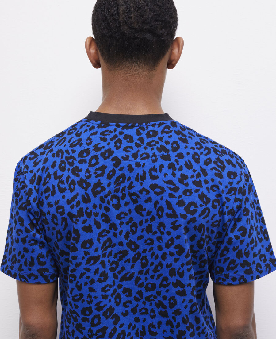 t-shirt homme léopard bleu