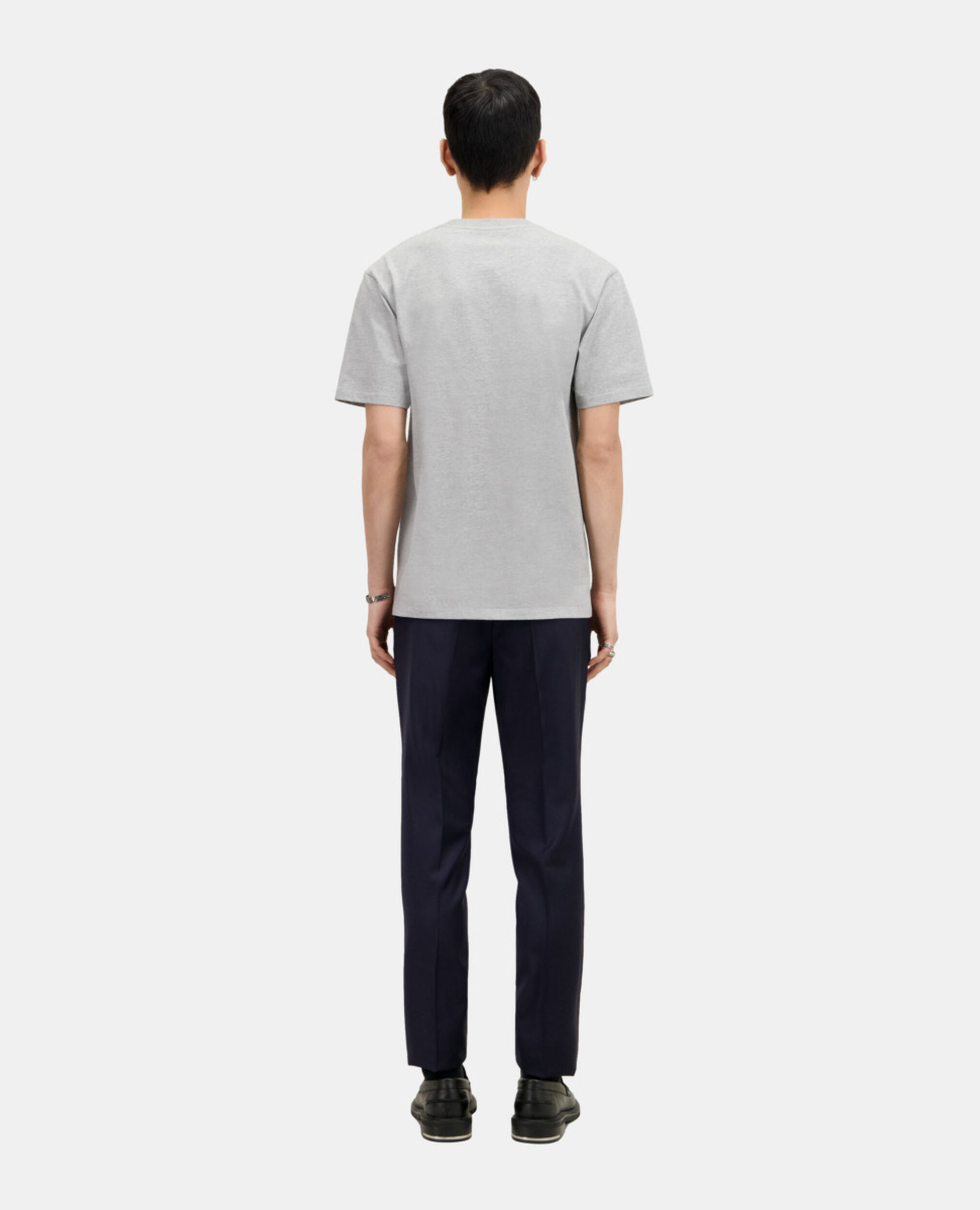 Hellgraues T-Shirt mit Siebdruck für Herren, LIGHT GREY CHINE, hi-res image number null