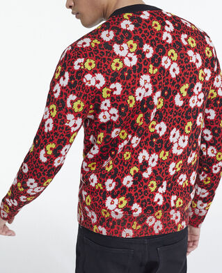 The Kooples HOMME DARK RED pull en laine imprimé fleuri