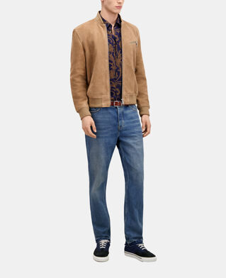 The Kooples HOMME BEIGE blouson avec zip en cuir suède beige