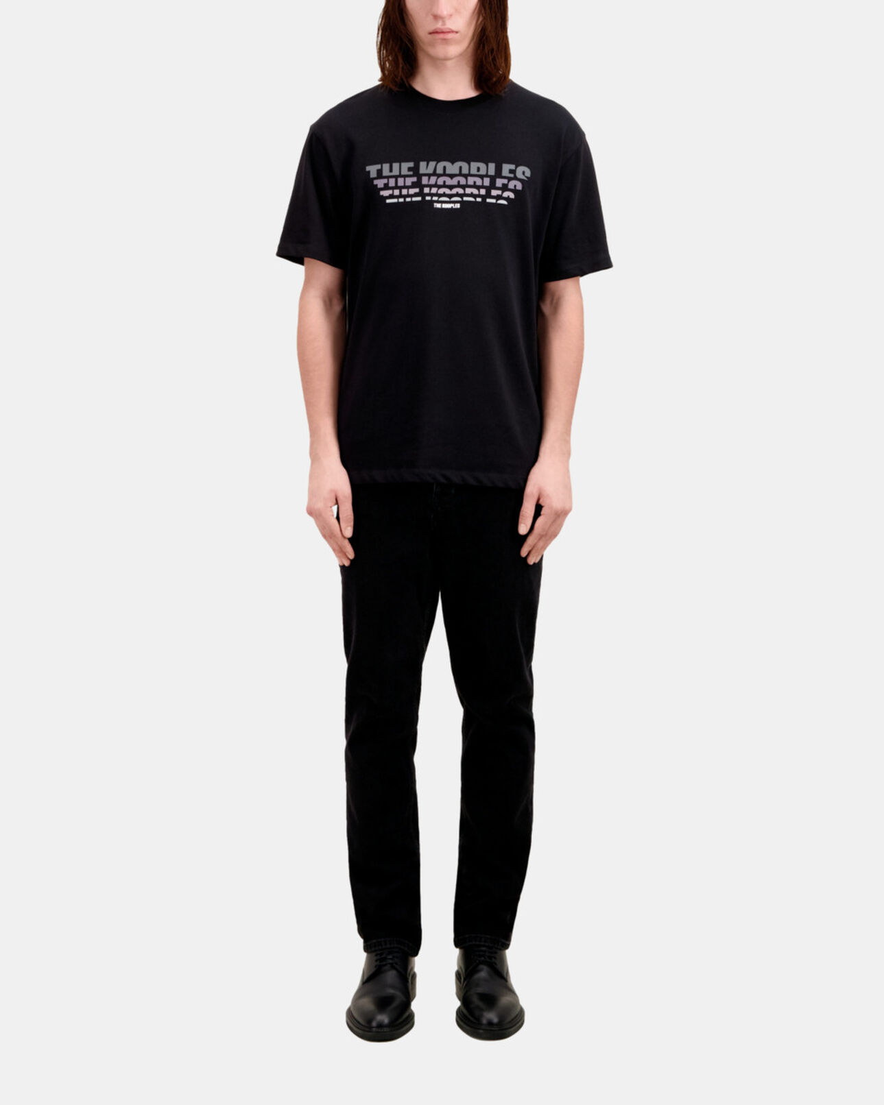 The Kooples HOMME BLACK t-shirt homme noir avec sérigraphie logo en dégradé de couleur