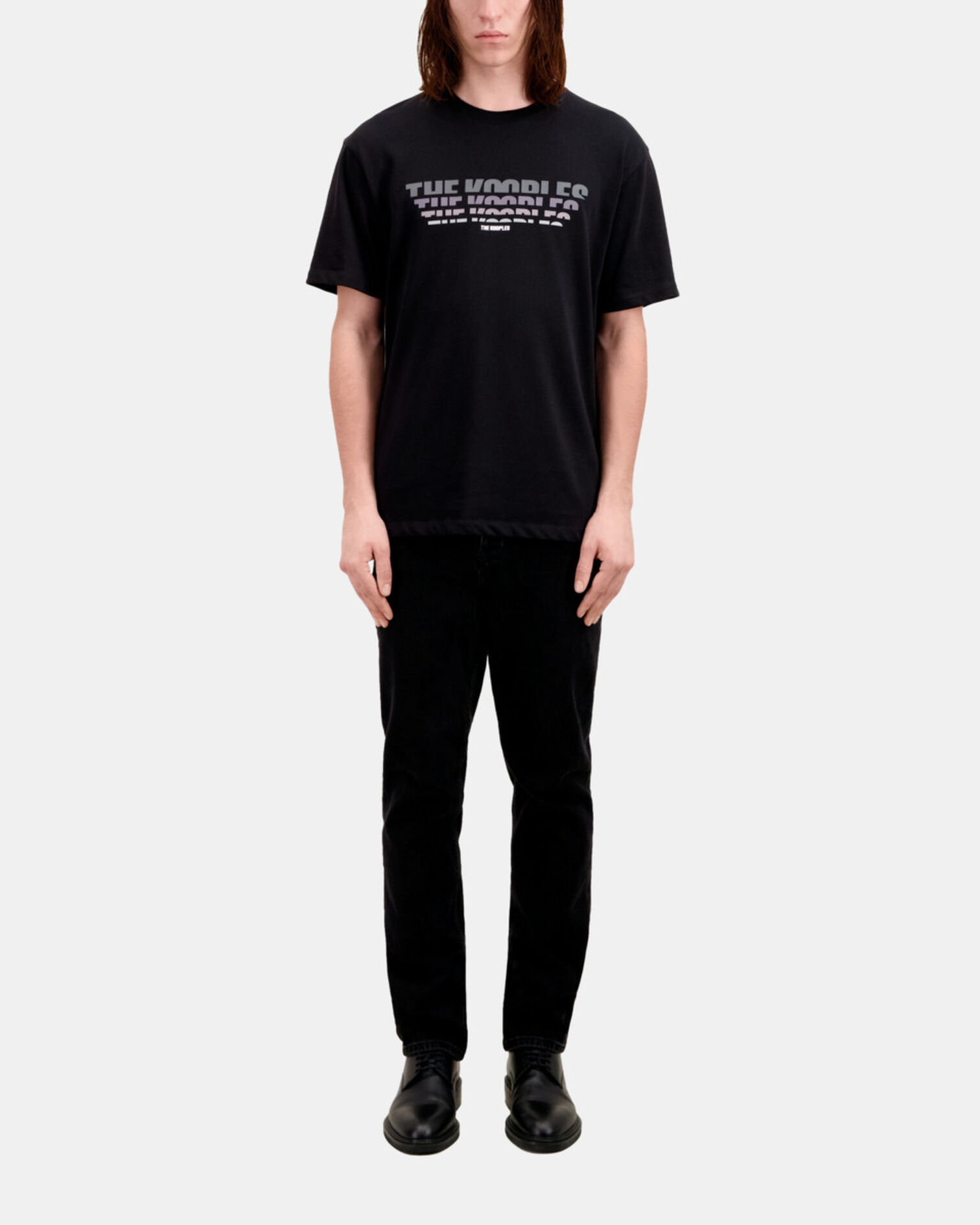 T-shirt Homme noir avec sérigraphie logo en dégradé de couleur, BLACK, hi-res image number null