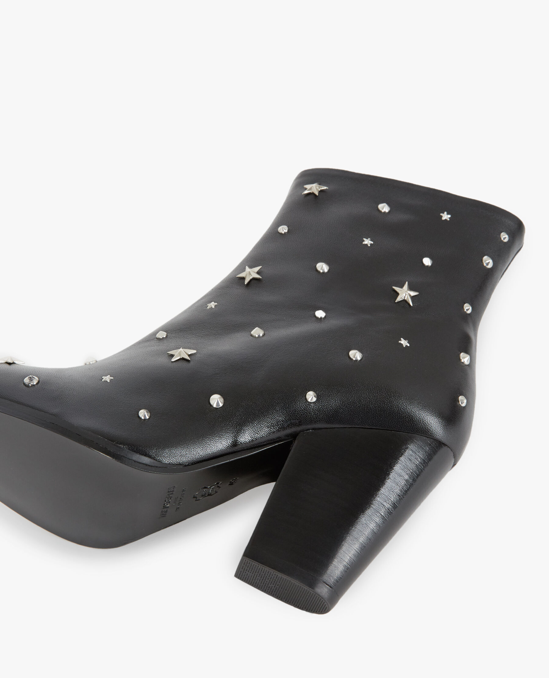 Heeled black ankle boots in leather w studs The Kooples