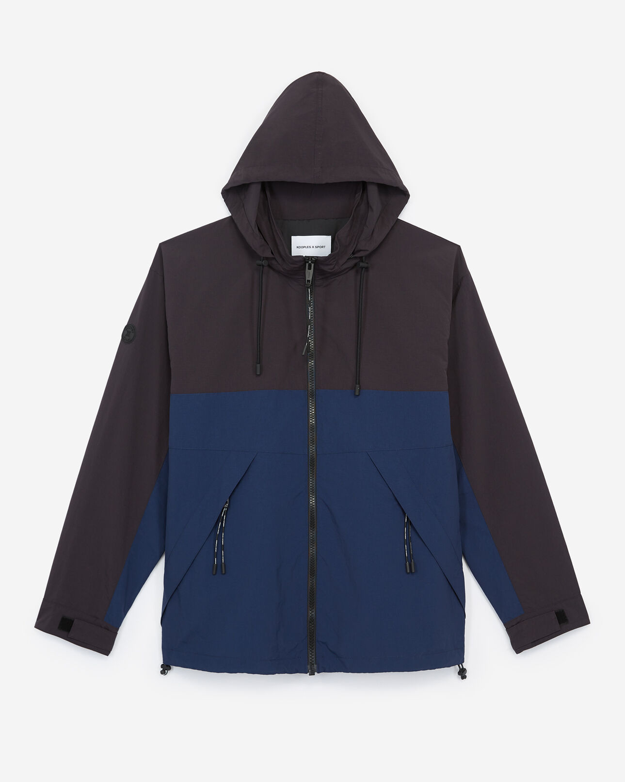 The Kooples MEN NAVY / BLACK two-tone windbreaker loose-fitting nylon jacket