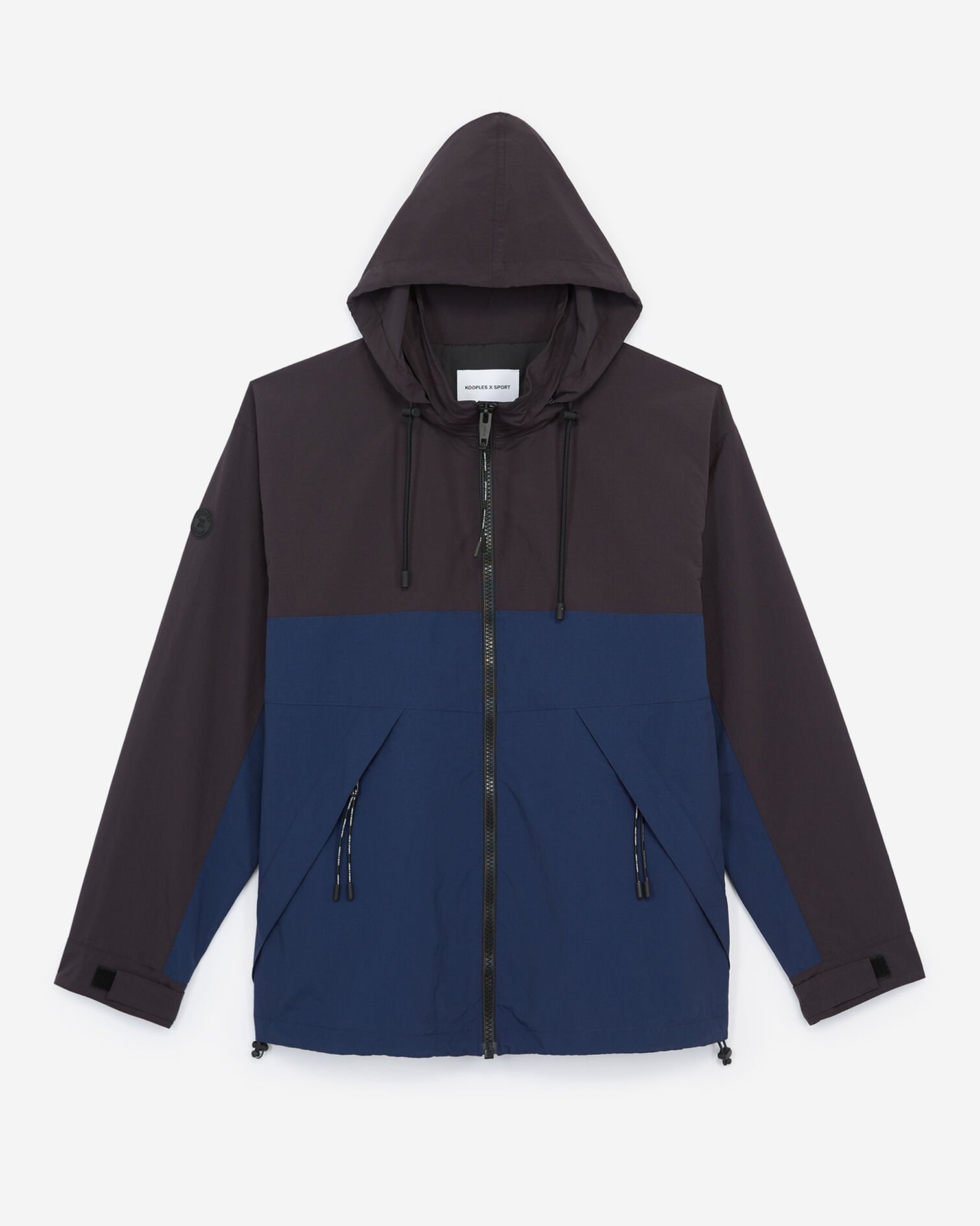 Two-tone windbreaker loose-fitting nylon jacket, NAVY / BLACK, hi-res image number null