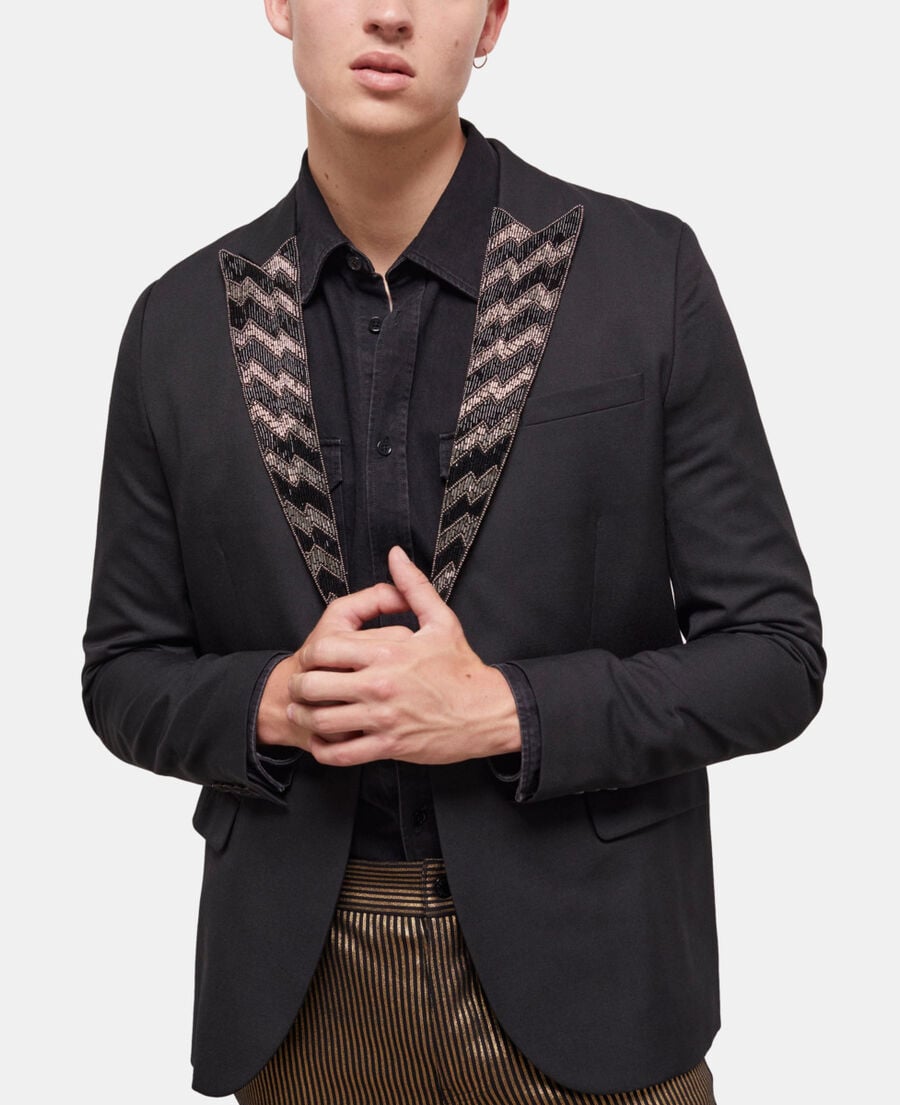 The Kooples HOMME BLACK veste à revers noire