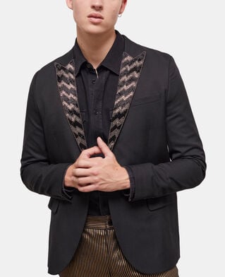 The Kooples HOMME BLACK veste à revers noire