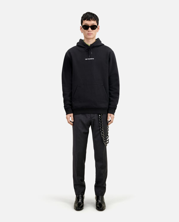 black hoodie with skull heart serigraphy