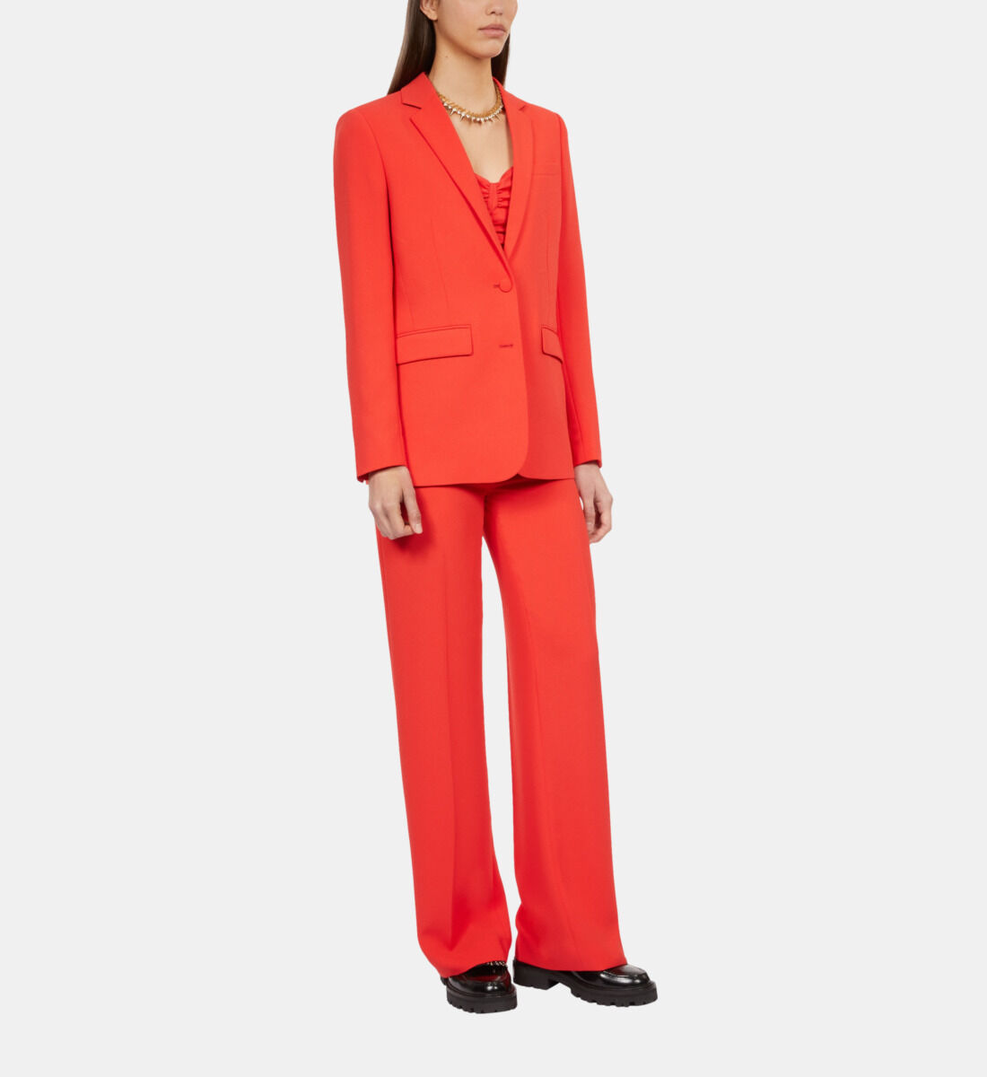 Red suit jacket womens top